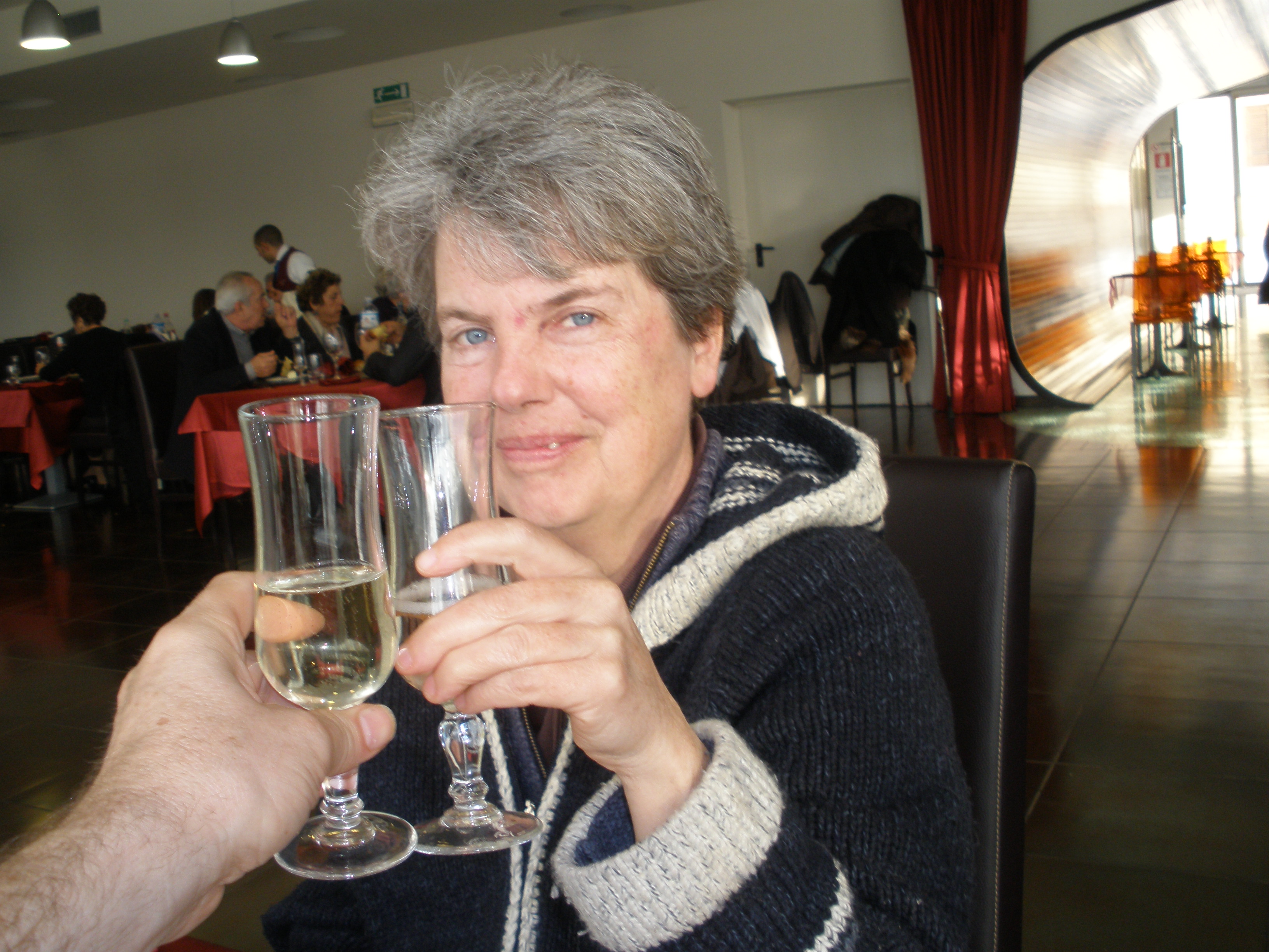 Ann Stark having Christmas dinner in Sicily