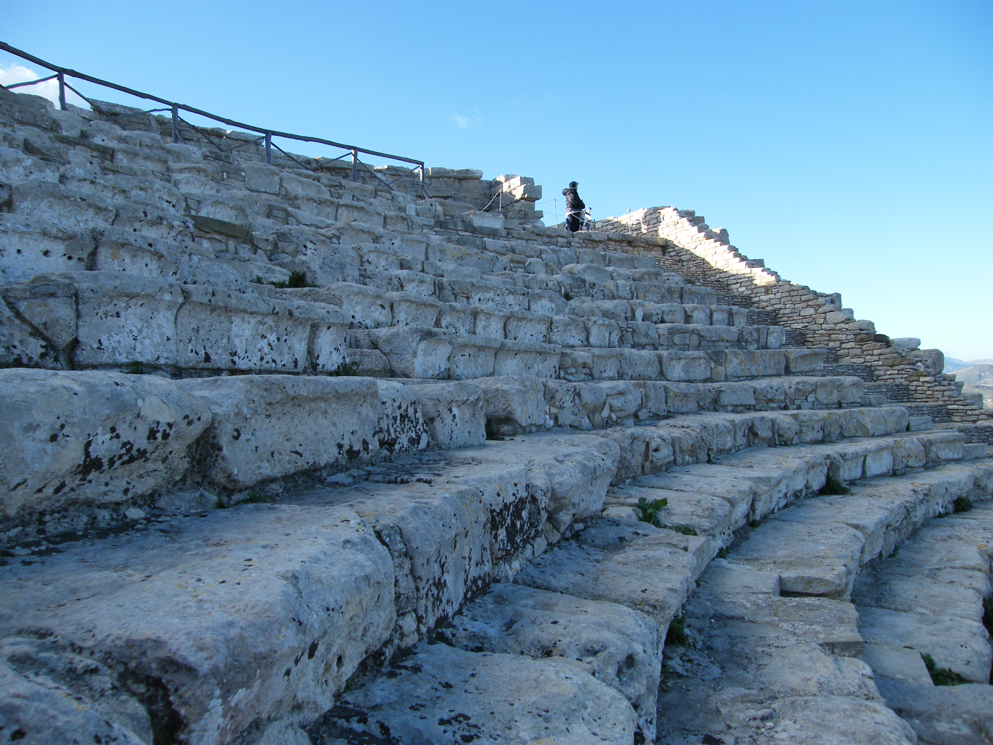 Ann Stark examining ancient Roman Segesta Theatre in Sicily