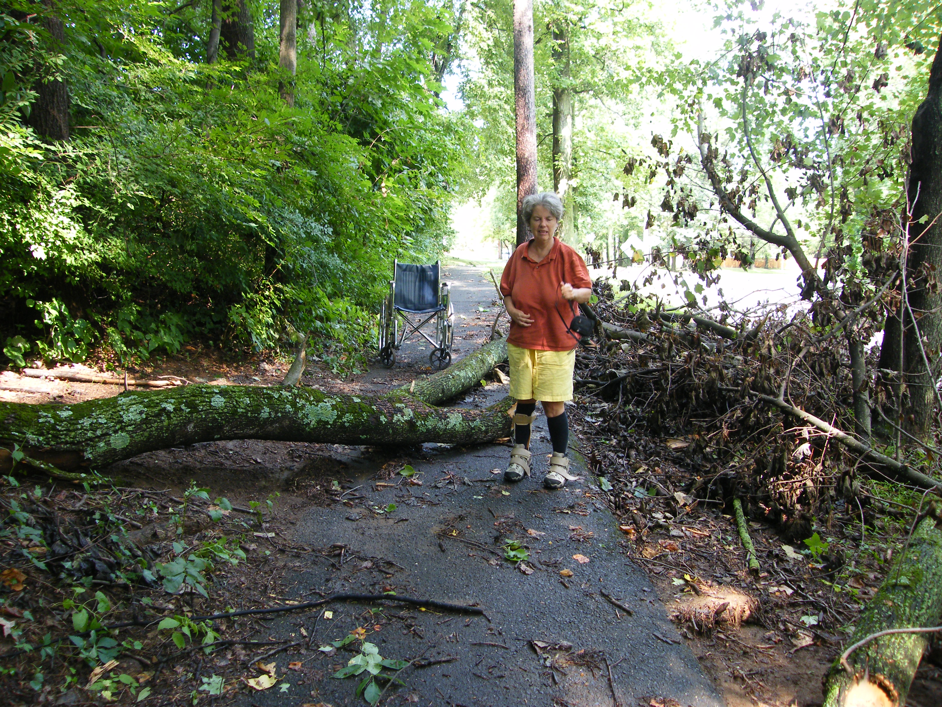 Ann Stark passing obstacle on path